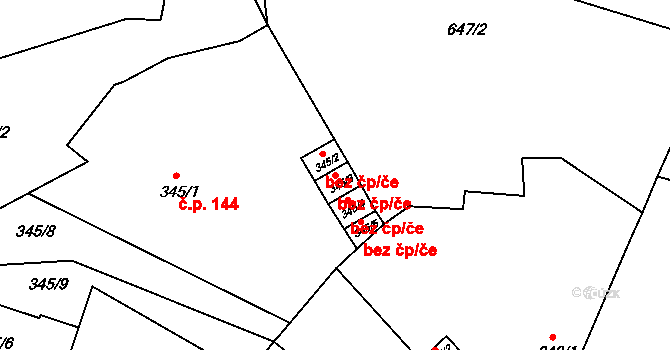 Klášterec nad Ohří 48818798 na parcele st. 345/3 v KÚ Klášterec nad Ohří, Katastrální mapa