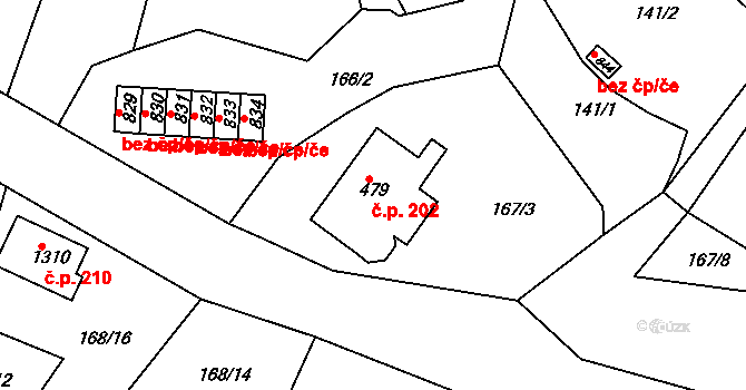Mikovice 202, Kralupy nad Vltavou na parcele st. 479 v KÚ Mikovice u Kralup nad Vltavou, Katastrální mapa