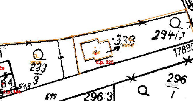Studánka 225 na parcele st. 338 v KÚ Studánka u Tachova, Katastrální mapa