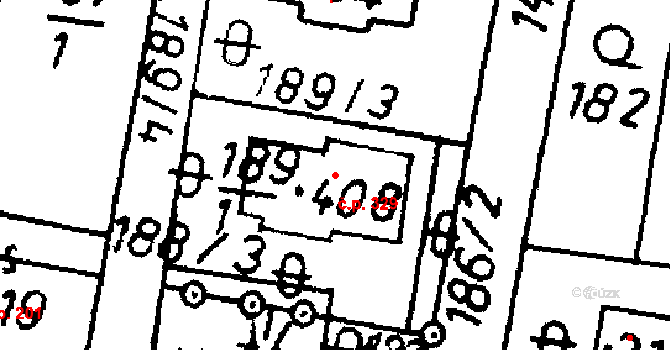 Bernartice 329 na parcele st. 408 v KÚ Bernartice u Milevska, Katastrální mapa
