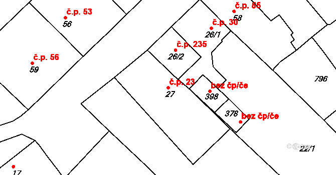 Mlékojedy 23, Neratovice na parcele st. 27 v KÚ Mlékojedy u Neratovic, Katastrální mapa