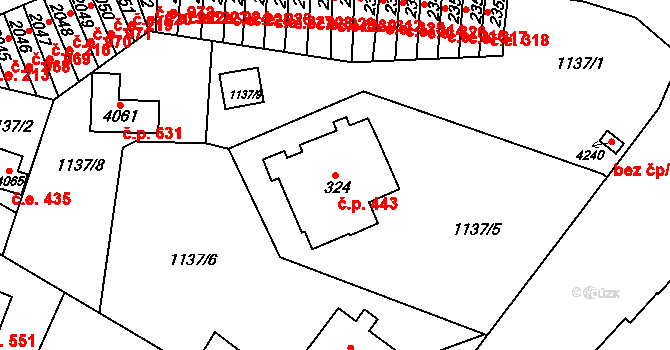 Náchod 443 na parcele st. 324 v KÚ Náchod, Katastrální mapa
