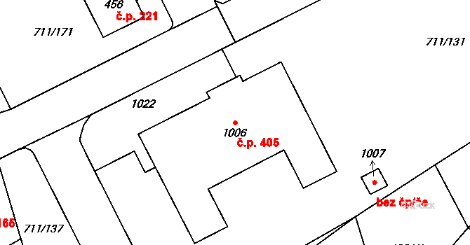 Daliměřice 405, Turnov na parcele st. 1006 v KÚ Daliměřice, Katastrální mapa