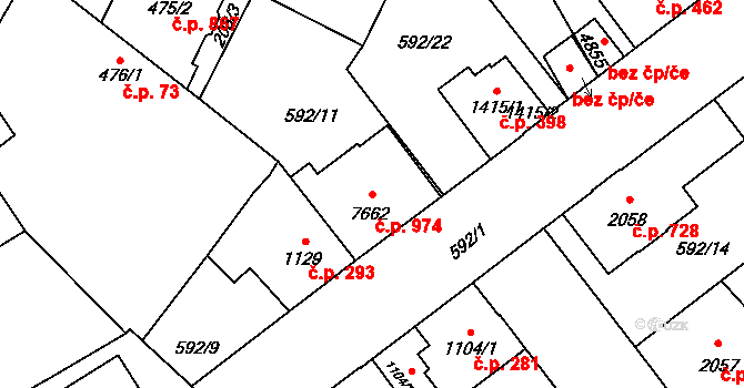 Beroun-Závodí 974, Beroun na parcele st. 7662 v KÚ Beroun, Katastrální mapa