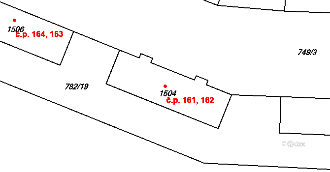Nádražní Předměstí 161,162, Český Krumlov na parcele st. 1504 v KÚ Český Krumlov, Katastrální mapa
