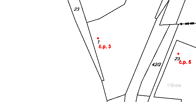 Zadní 3, Červené Janovice na parcele st. 1 v KÚ Chvalov u Červených Janovic, Katastrální mapa