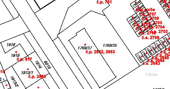 Jihlava 2852,2853 na parcele st. 1769/37 v KÚ Jihlava, Katastrální mapa