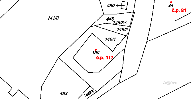 Holoubkov 117 na parcele st. 130 v KÚ Holoubkov, Katastrální mapa