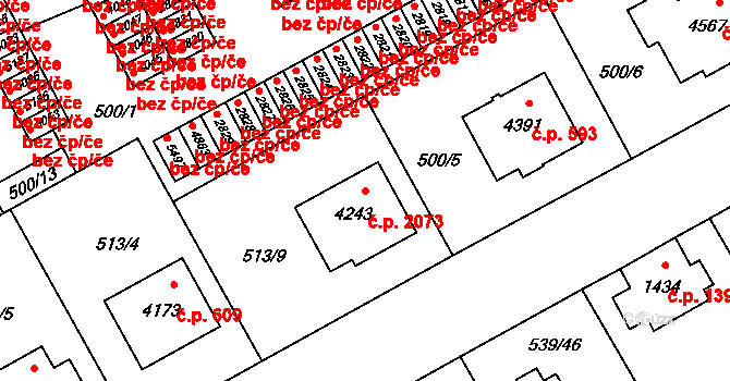 Šumperk 2073 na parcele st. 4243 v KÚ Šumperk, Katastrální mapa