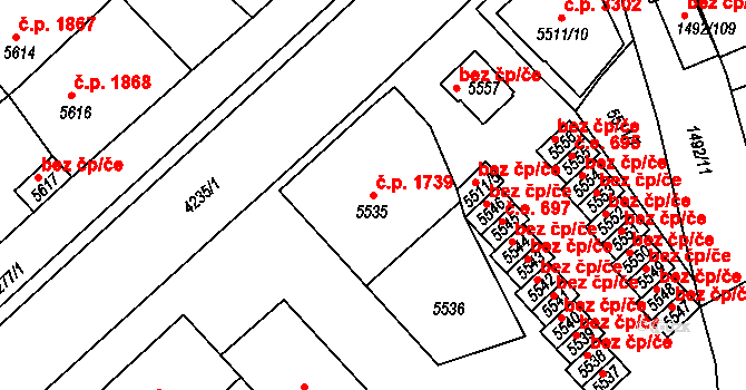 Kročehlavy 1739, Kladno na parcele st. 5535 v KÚ Kročehlavy, Katastrální mapa
