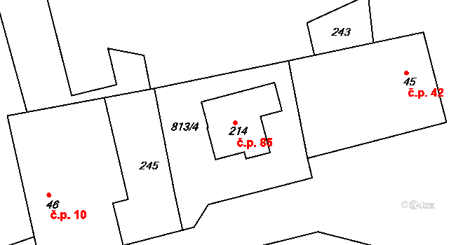 Lučice 85, Chlumec nad Cidlinou na parcele st. 214 v KÚ Lučice u Chlumce nad Cidlinou, Katastrální mapa