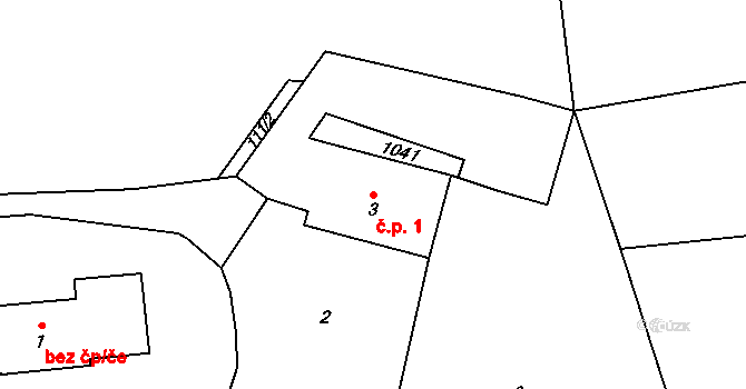 Číbuz 1, Skalice na parcele st. 3 v KÚ Číbuz, Katastrální mapa