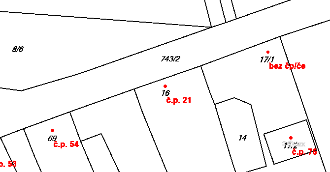 Vrbka 21, Budyně nad Ohří na parcele st. 16 v KÚ Vrbka u Roudníčku, Katastrální mapa