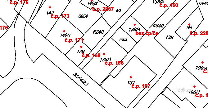 Rožnov pod Radhoštěm 168 na parcele st. 138/1 v KÚ Rožnov pod Radhoštěm, Katastrální mapa