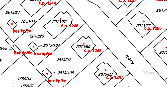Pelhřimov 1246 na parcele st. 2013/69 v KÚ Pelhřimov, Katastrální mapa