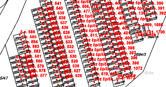 Pelhřimov 471,512 na parcele st. 2694/282 v KÚ Pelhřimov, Katastrální mapa