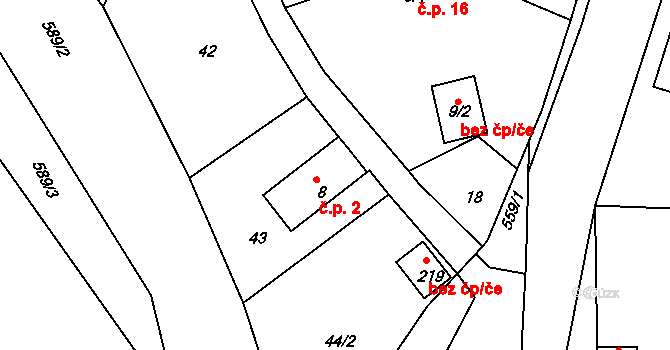 Bohušov 2, Blovice na parcele st. 8 v KÚ Hradiště u Blovic, Katastrální mapa