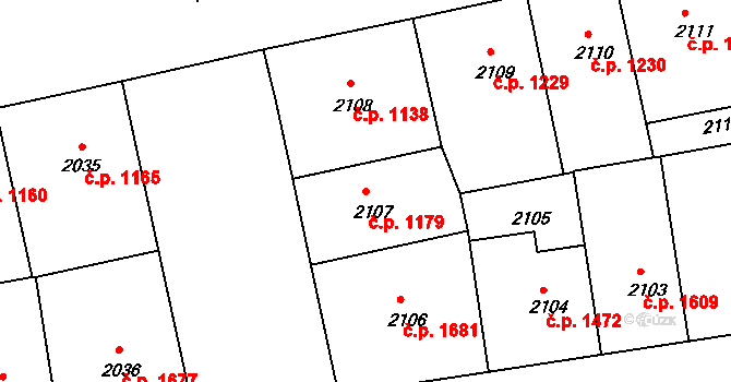 Žižkov 1179, Praha na parcele st. 2107 v KÚ Žižkov, Katastrální mapa