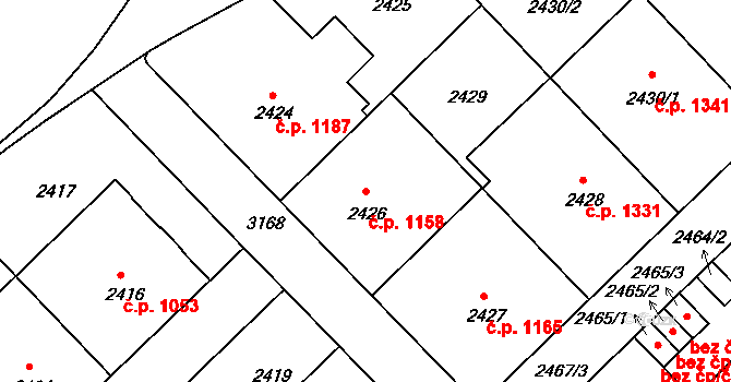 Nusle 1158, Praha na parcele st. 2426 v KÚ Nusle, Katastrální mapa