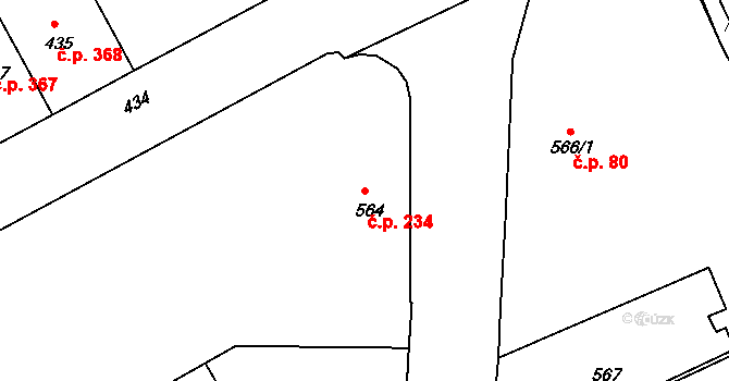 Liberec XI-Růžodol I 234, Liberec na parcele st. 564 v KÚ Růžodol I, Katastrální mapa