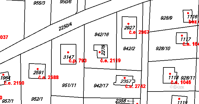 Litice 2119, Plzeň na parcele st. 2276 v KÚ Valcha, Katastrální mapa