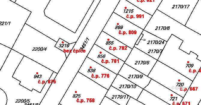 Česká Třebová 781 na parcele st. 856 v KÚ Česká Třebová, Katastrální mapa
