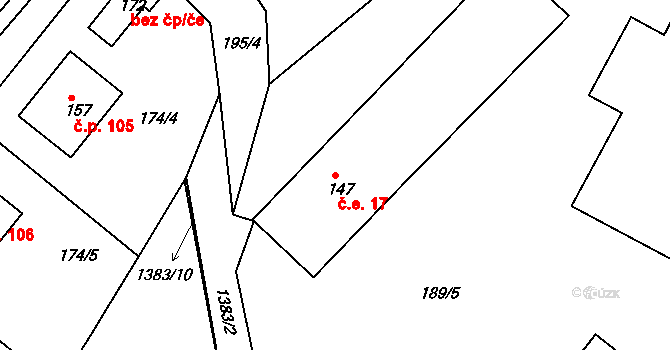 Cejle 17 na parcele st. 147 v KÚ Cejle, Katastrální mapa