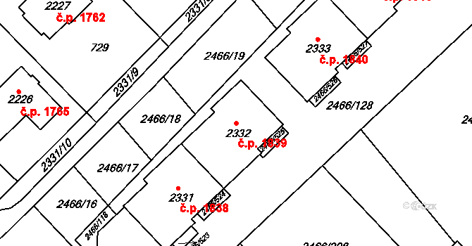 Tišnov 1839 na parcele st. 2332 v KÚ Tišnov, Katastrální mapa