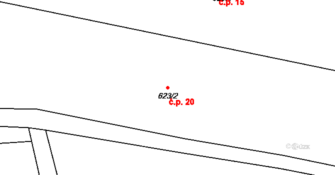 Jílové 20 na parcele st. 623/2 v KÚ Jílové u Děčína, Katastrální mapa