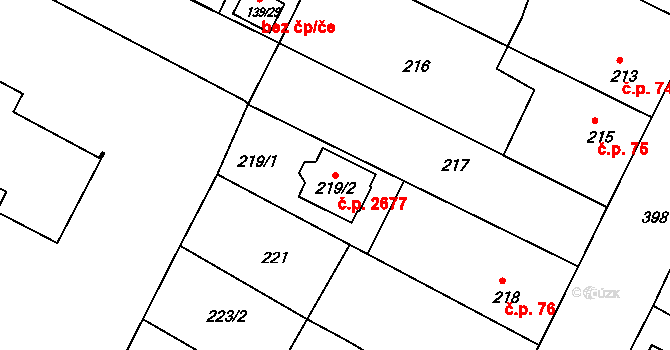 České Budějovice 3 2677, České Budějovice na parcele st. 219/2 v KÚ České Budějovice 3, Katastrální mapa