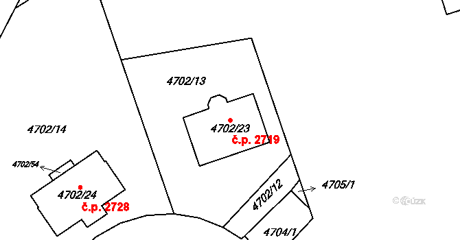 Dejvice 2719, Praha na parcele st. 4702/23 v KÚ Dejvice, Katastrální mapa