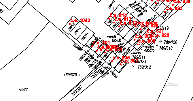 Strážnice 802 na parcele st. 789/129 v KÚ Strážnice na Moravě, Katastrální mapa
