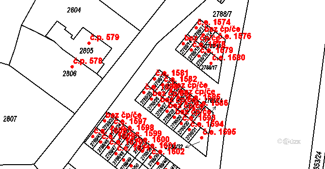 Česká Lípa 1582 na parcele st. 2788/19 v KÚ Česká Lípa, Katastrální mapa