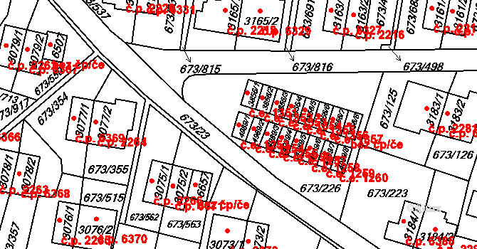 Zlín 1253 na parcele st. 4989/1 v KÚ Zlín, Katastrální mapa