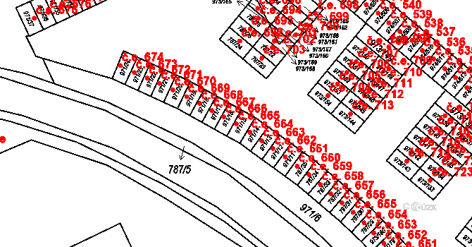 Štětí 665 na parcele st. 971/15 v KÚ Štětí I, Katastrální mapa