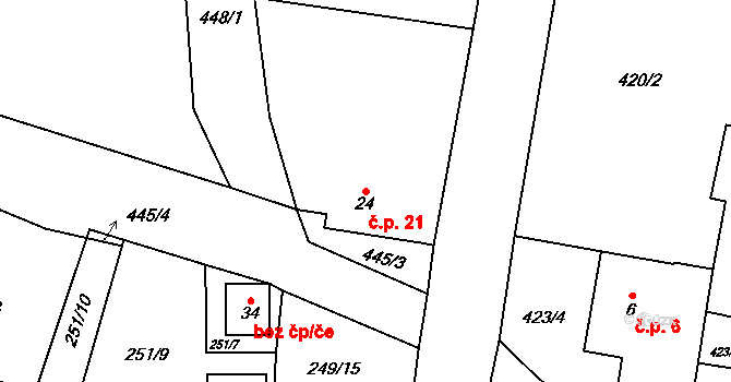 Špinov 21, Nížkov na parcele st. 24 v KÚ Špinov, Katastrální mapa