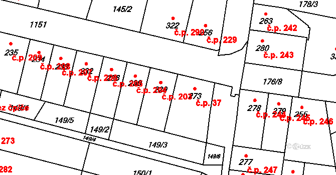Svratka 203 na parcele st. 229 v KÚ Svratka, Katastrální mapa