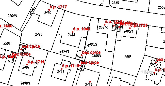 Teplice 41547799 na parcele st. 2494/2 v KÚ Teplice, Katastrální mapa