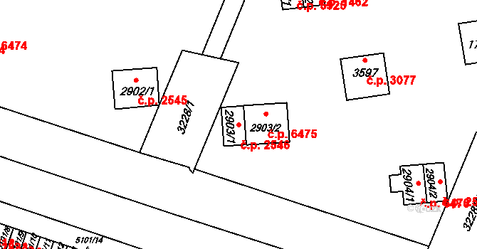 Zlín 2546 na parcele st. 2903/1 v KÚ Zlín, Katastrální mapa