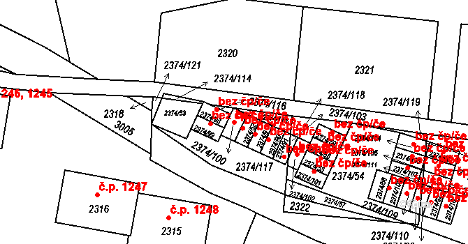 Praha 43150799 na parcele st. 2374/100 v KÚ Braník, Katastrální mapa