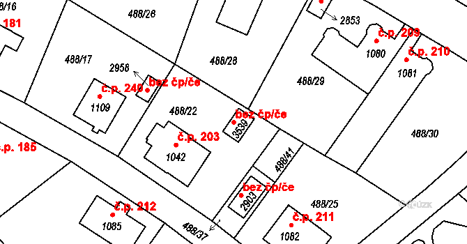 Český Krumlov 44168799 na parcele st. 3539 v KÚ Český Krumlov, Katastrální mapa