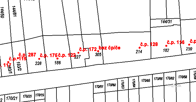 Zlín 47808799 na parcele st. 305 v KÚ Louky nad Dřevnicí, Katastrální mapa