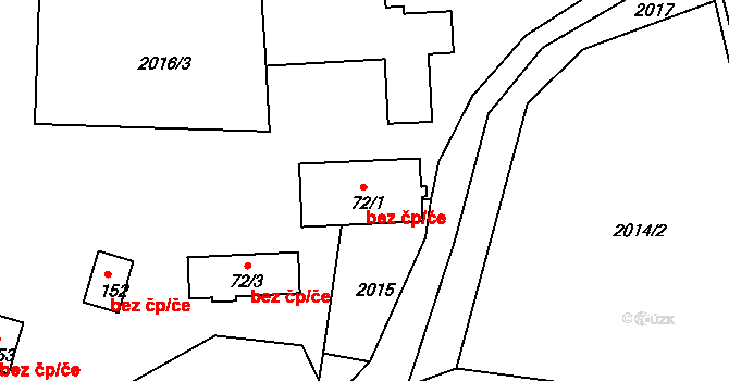 Radětice 49376799 na parcele st. 72/1 v KÚ Radětice u Bechyně, Katastrální mapa