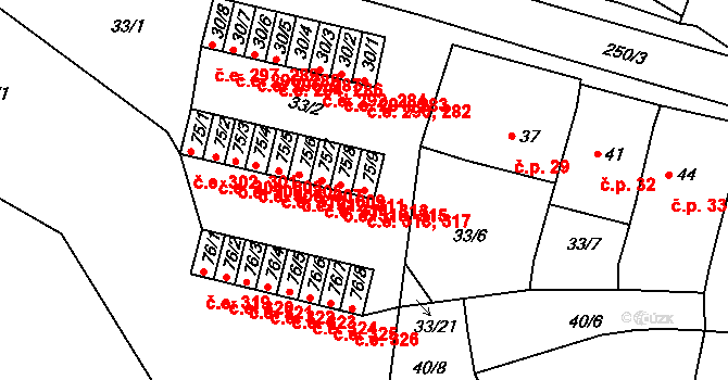 Obrnice 50052799 na parcele st. 75/9 v KÚ Chanov, Katastrální mapa