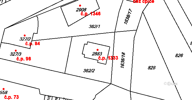 Litovel 1333 na parcele st. 2883 v KÚ Litovel, Katastrální mapa