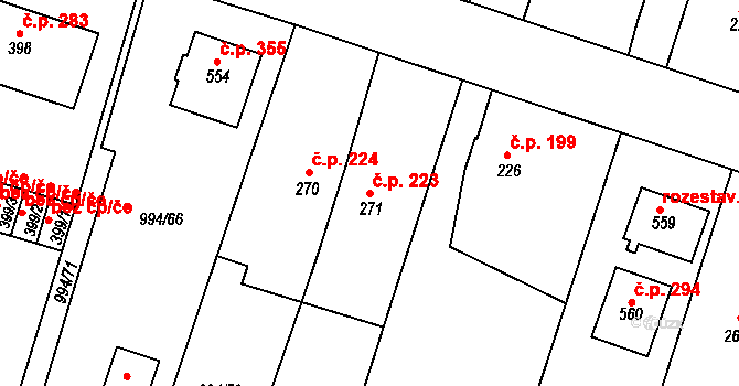 Čimelice 223 na parcele st. 271 v KÚ Čimelice, Katastrální mapa