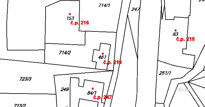 Heřmánkovice 219 na parcele st. 461 v KÚ Heřmánkovice, Katastrální mapa