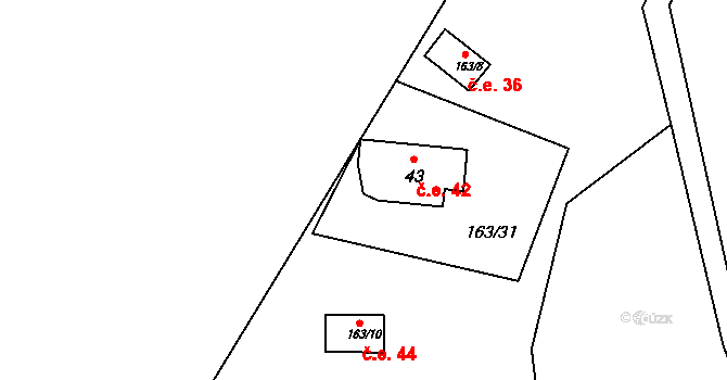 Sovoluská Lhota 42, Lipoltice na parcele st. 43 v KÚ Sovoluská Lhota, Katastrální mapa