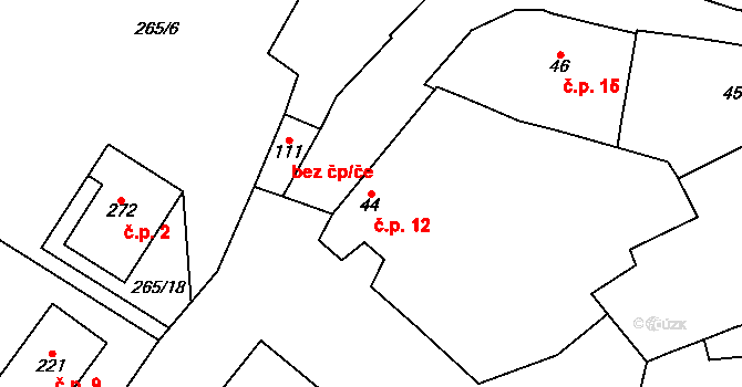 Mramotice 12, Znojmo na parcele st. 44 v KÚ Mramotice, Katastrální mapa