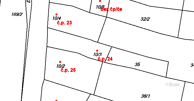 Lipanovice 24, Záboří na parcele st. 10/3 v KÚ Lipanovice, Katastrální mapa